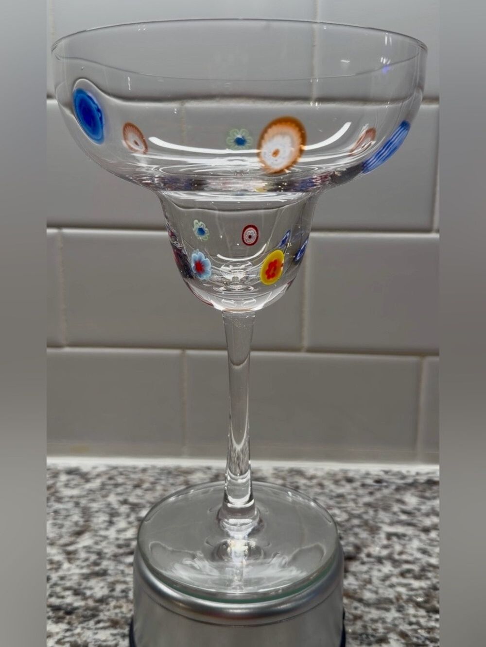 Pier 1 Millefiori Margarita Glass - Hand Blown Murano Style Art Glass